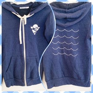 A Salty Soul Nantucket Zip Graphic Hoodie Blue
